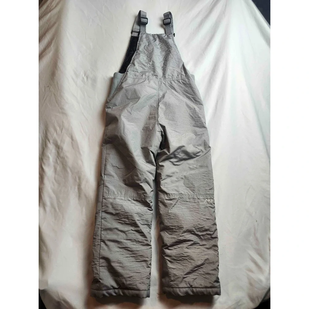 Wulful Kids Snow Bib Overalls Size 6-7 Gray Insulated Waterproof Winter Ski Pant